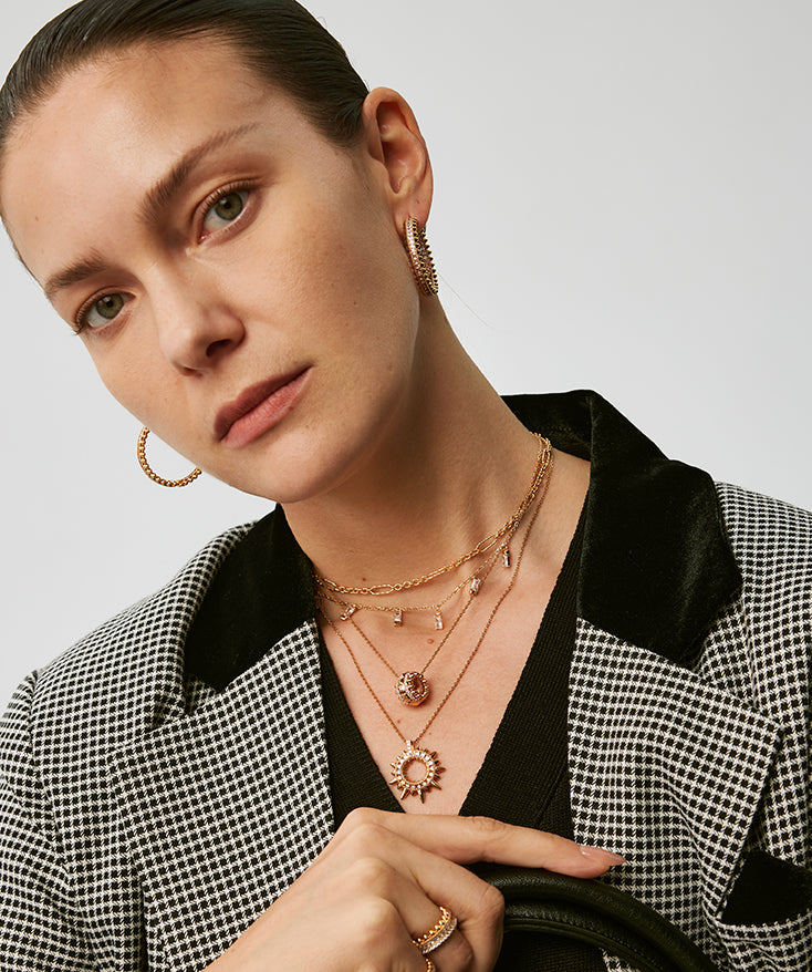 Gold Vermeil Spike Pendant Necklace with Gradient Gemstones โ MaiaMina