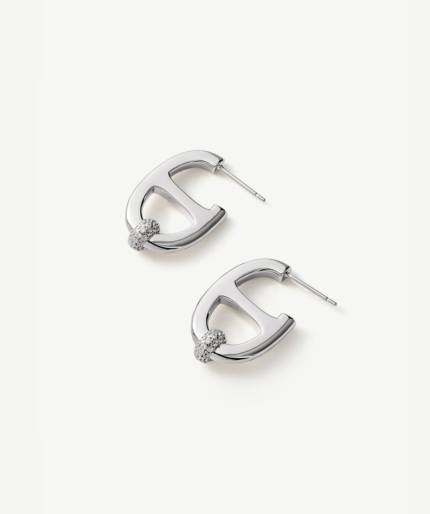 925 Sterling Silver Mariner Hoop Earrings with Pave Diamonds – Contemporary Nautical Jewelry | MaiaMina