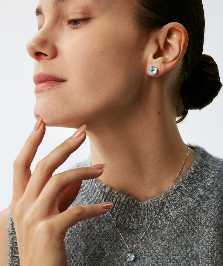 Wilda Sky Blue Topaz Stud Earrings in Sterling Silver – MaiaMina