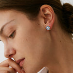 Wilda Sky Blue Topaz Stud Earrings in Sterling Silver – MaiaMina