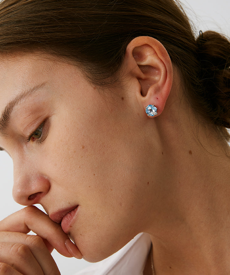 Wilda Sky Blue Topaz Stud Earrings in Sterling Silver – MaiaMina