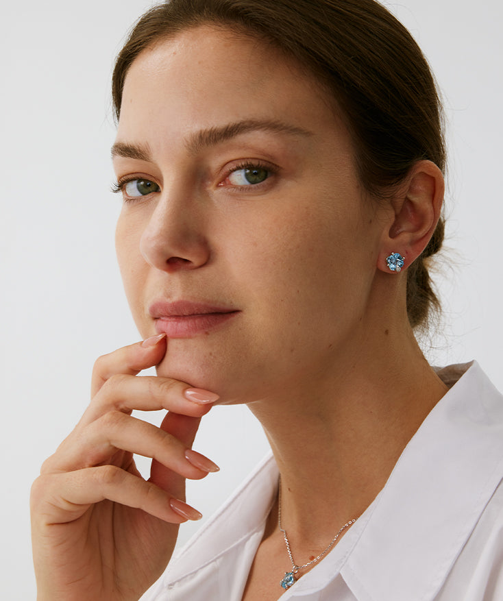 Wilda Sky Blue Topaz Stud Earrings in Sterling Silver – MaiaMina