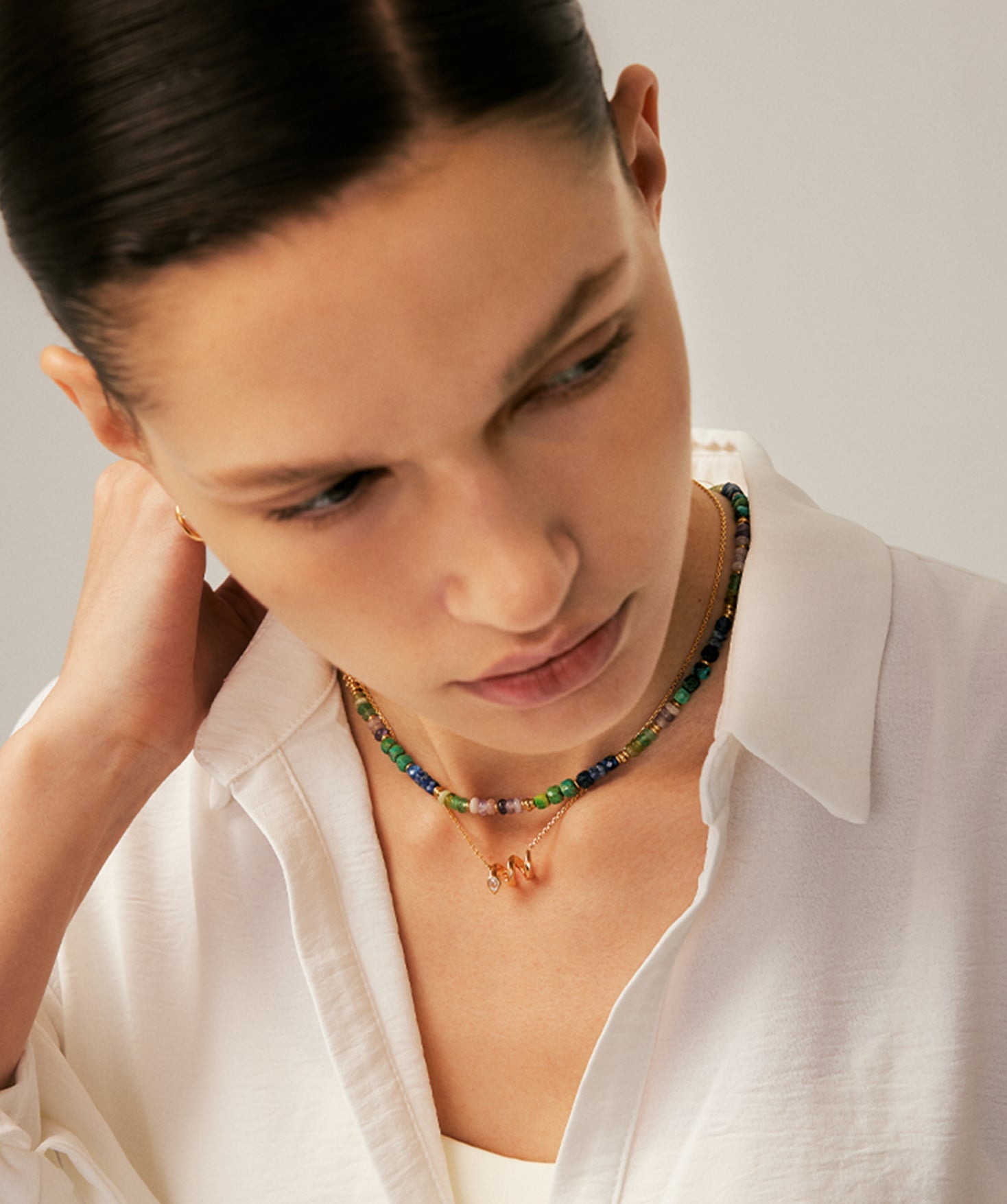 Colorful Beaded Necklace with Natural Gemstones – 18K Gold Vermeil | MaiaMina