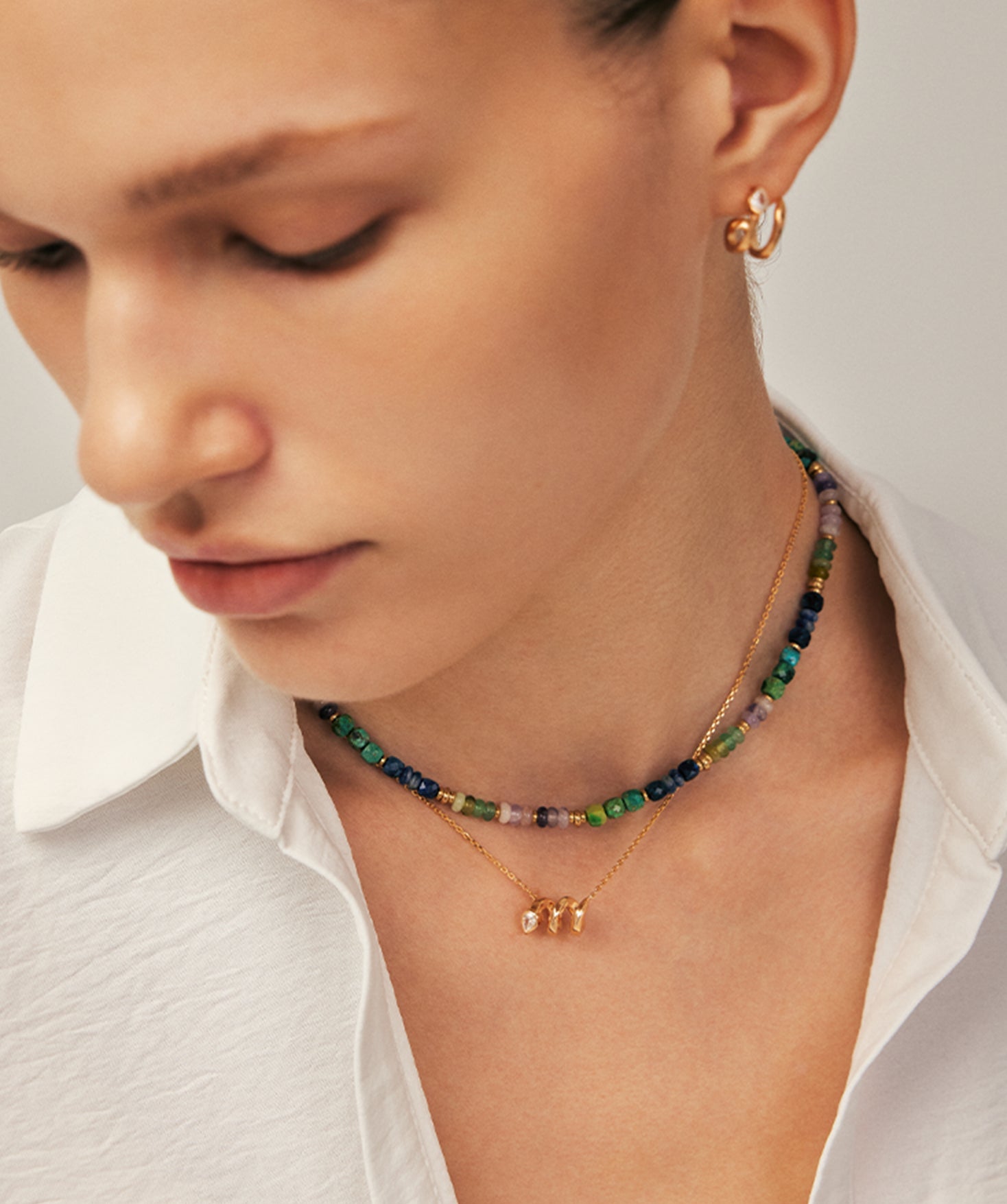 Colorful Beaded Necklace with Natural Gemstones – 18K Gold Vermeil | MaiaMina