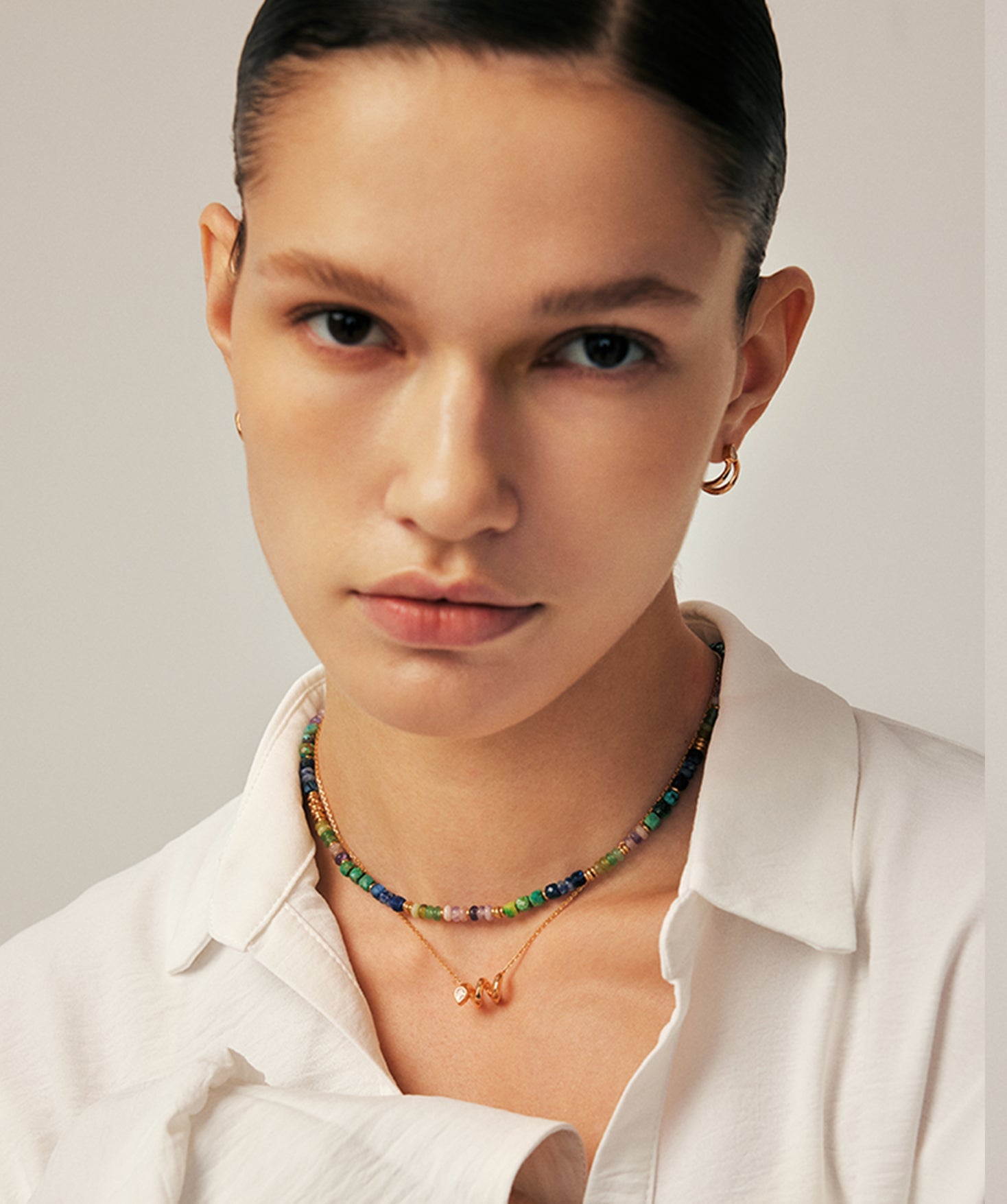 Colorful Beaded Necklace with Natural Gemstones – 18K Gold Vermeil | MaiaMina