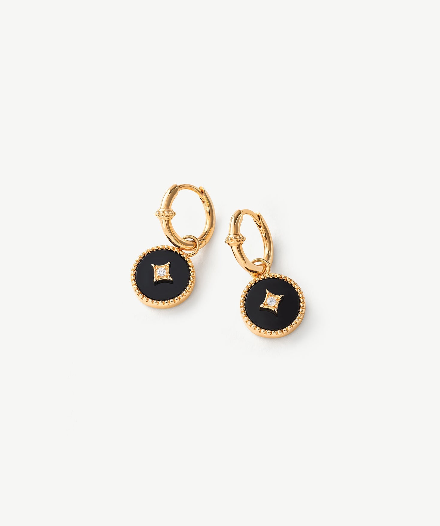 Black Agate Copper Coin Hoop Earrings in 18K Gold Vermeil – MaiaMina