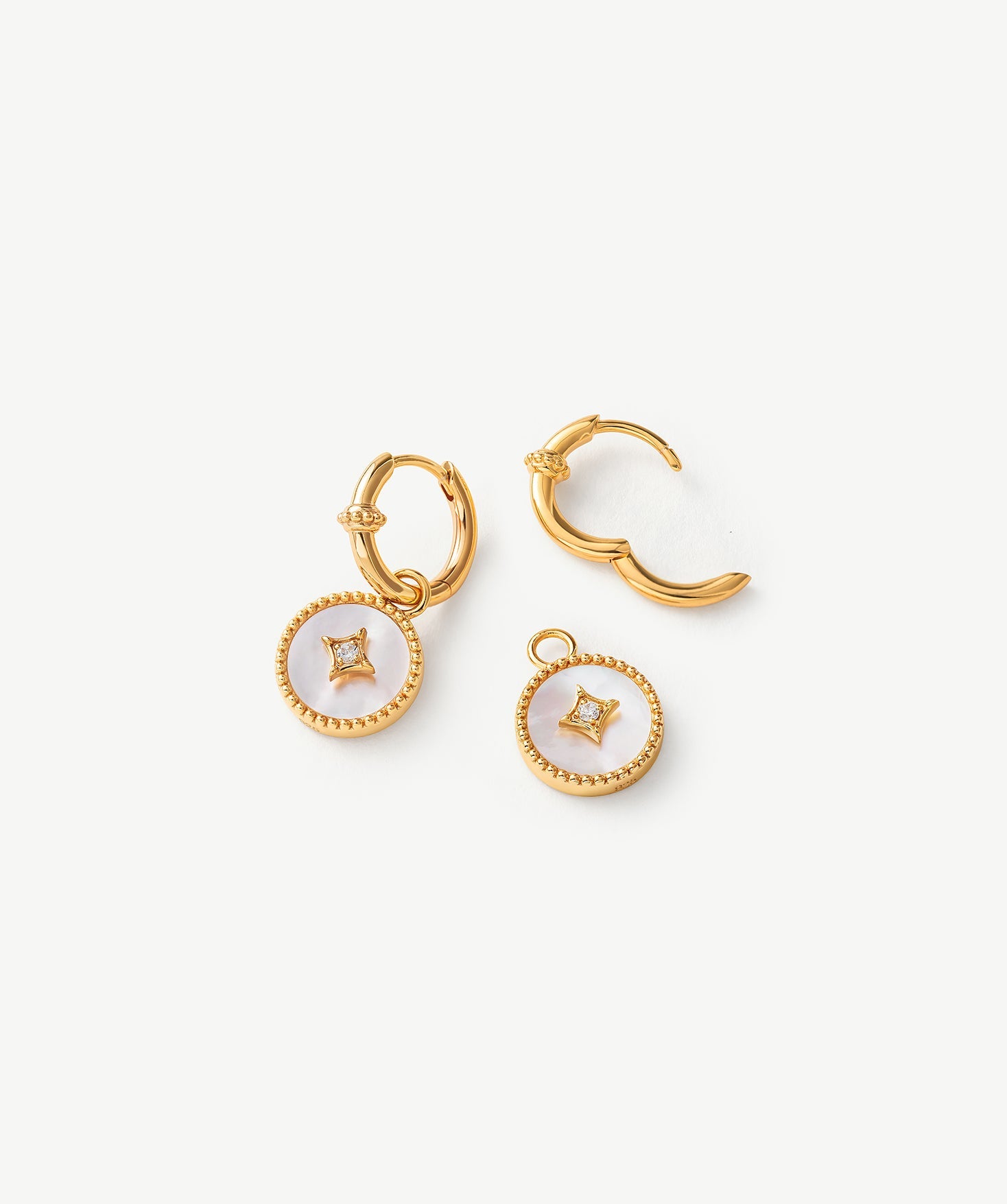 Elegant Gold Vermeil and Mother of Pearl Hoop Earrings | MaiaMina