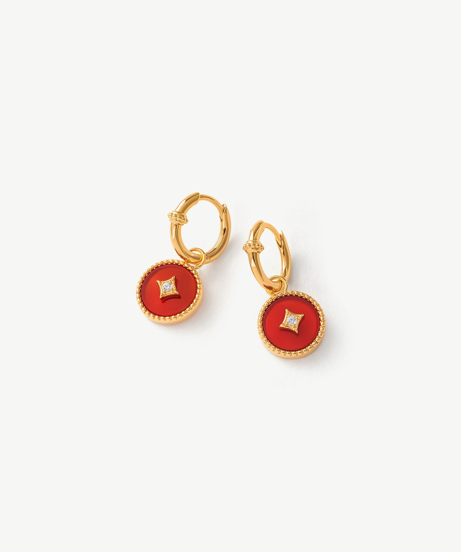 Red Agate Copper Coin Hoop Earrings in 18K Gold Vermeil – MaiaMina