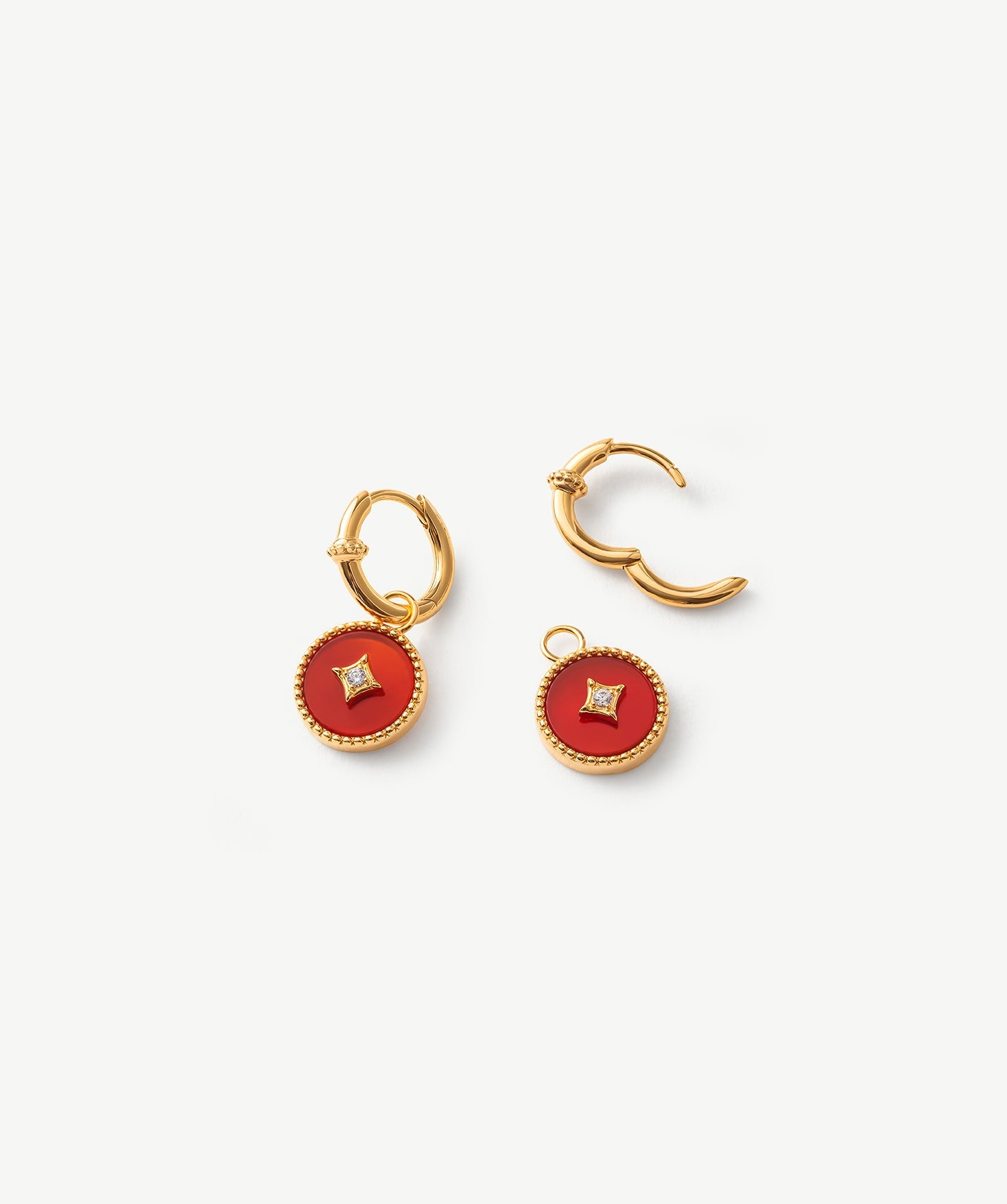 Red Agate Copper Coin Hoop Earrings in 18K Gold Vermeil – MaiaMina