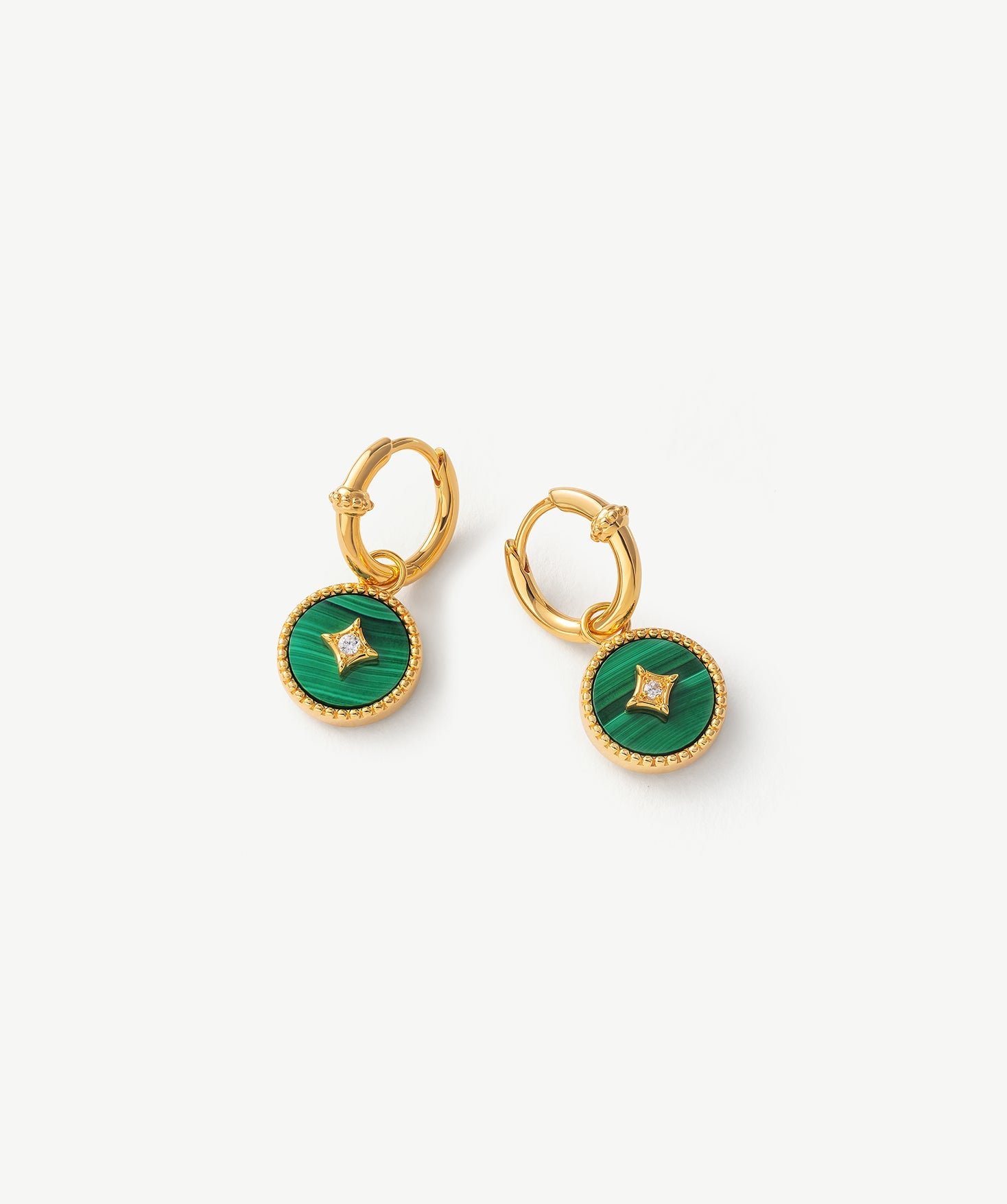 Malachite Copper Coin Hoop Earrings in 18K Gold Vermeil – MaiaMina