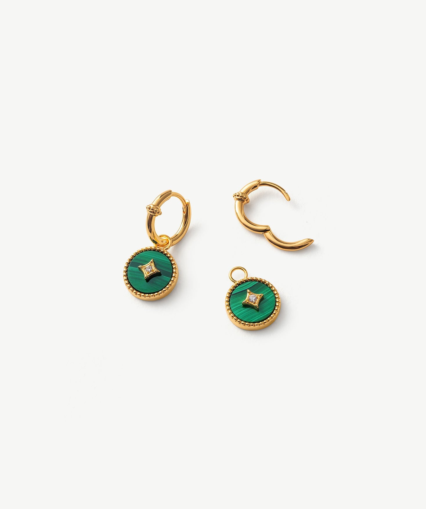 Malachite Copper Coin Hoop Earrings in 18K Gold Vermeil – MaiaMina