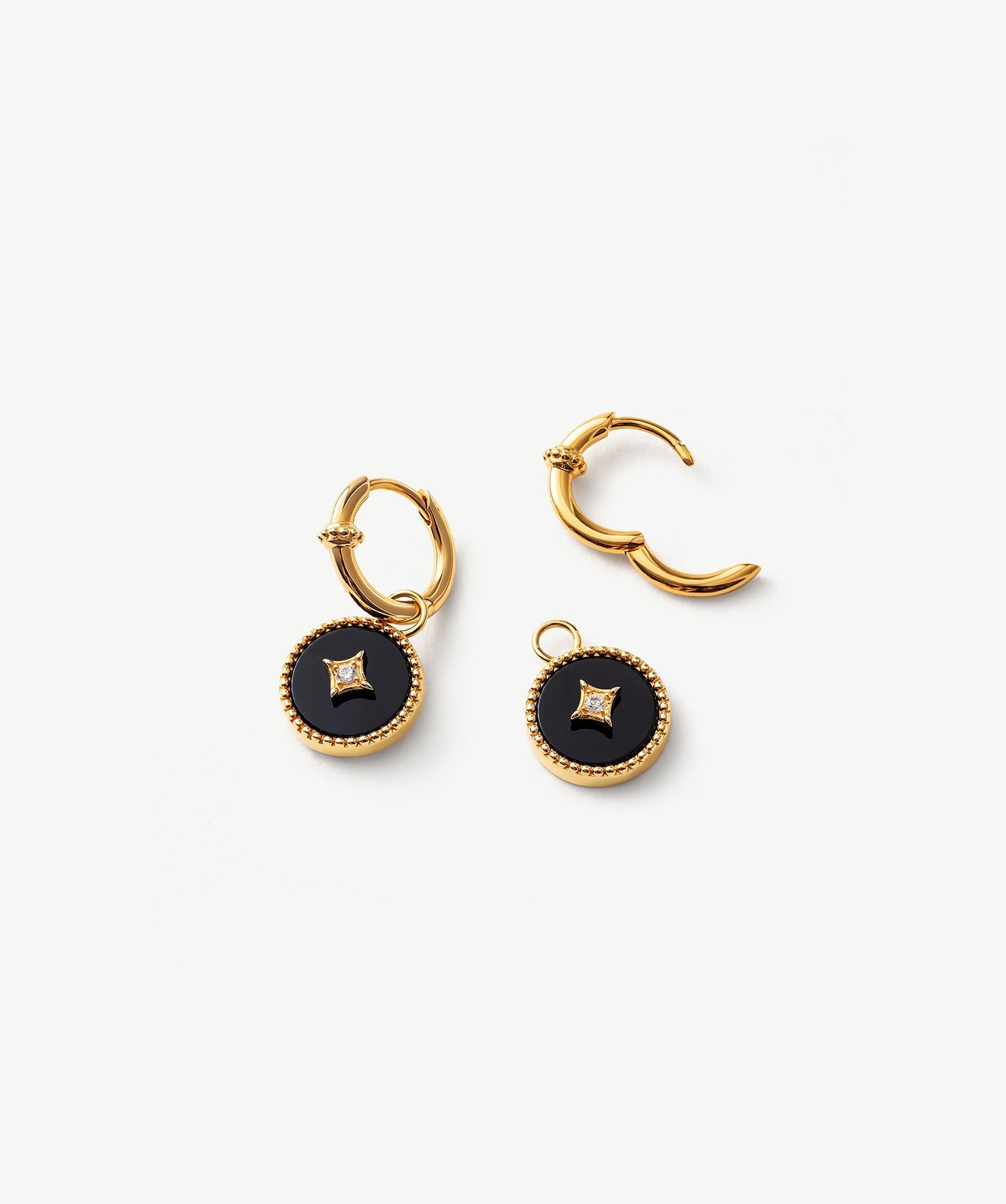 Black Agate Copper Coin Hoop Earrings in 18K Gold Vermeil – MaiaMina