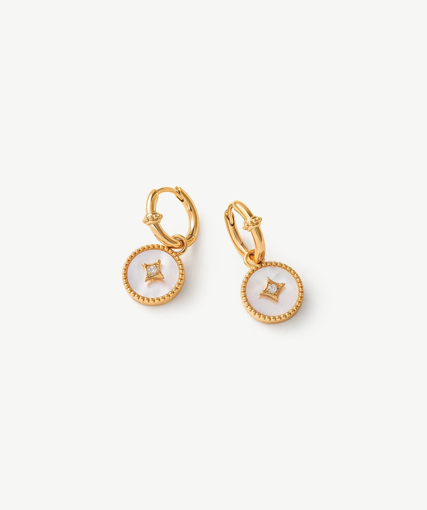 Elegant Gold Vermeil and Mother of Pearl Hoop Earrings | MaiaMina