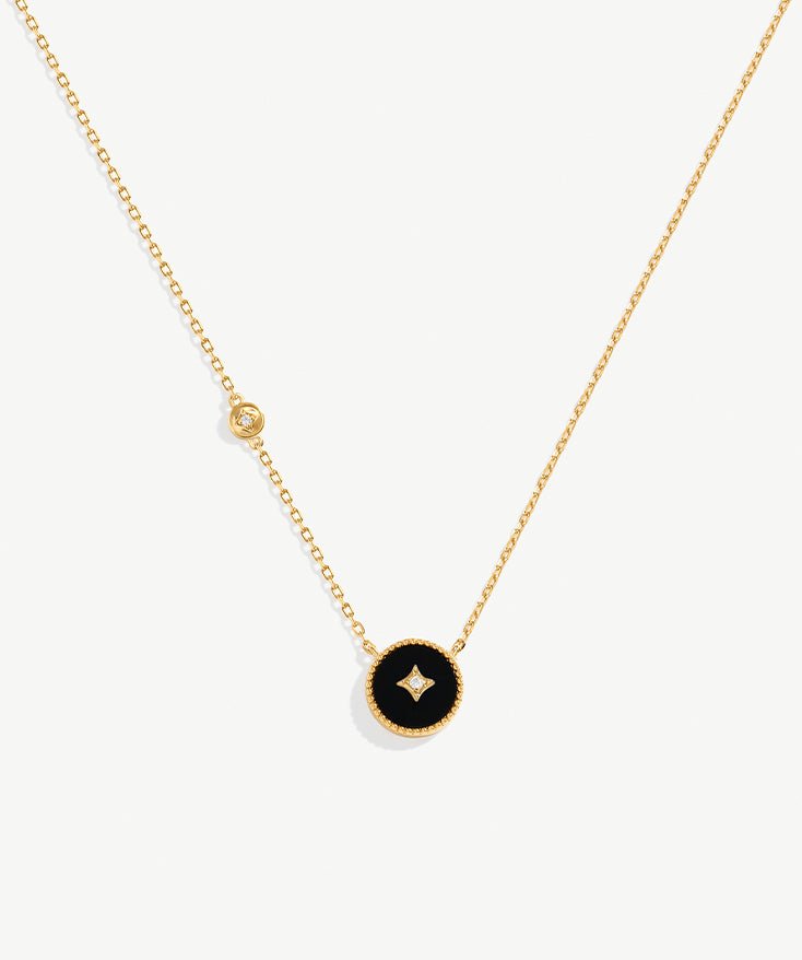 Elegant Chinese-Inspired Gold Necklace with Black Agate Pendant | MaiaMina