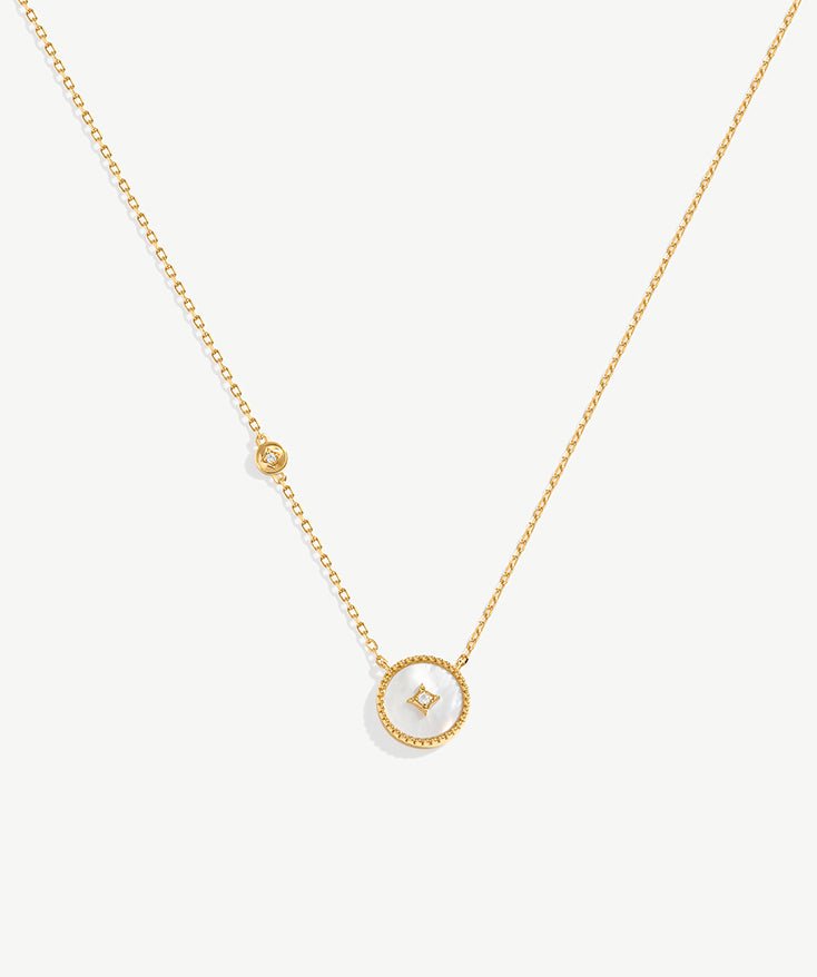Elegant Chinese-Inspired Gold Necklace with White Mother-of-Pearl Pendant | MaiaMina
