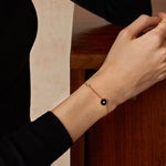 Gold Vermeil Black Agate Bracelet with Pavé Center – Aura Collection | MaiaMina