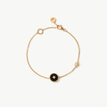 Gold Vermeil Black Agate Bracelet with Pavé Center – Aura Collection | MaiaMina