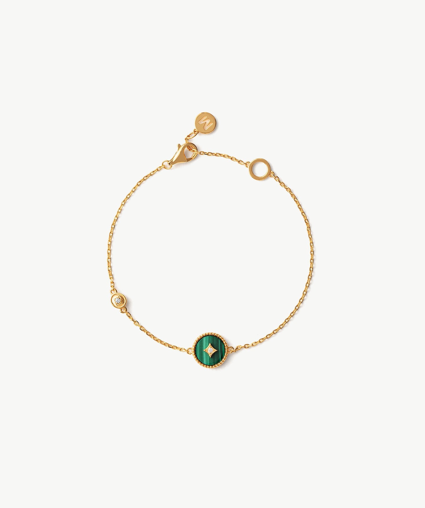 Gold Vermeil Malachite Bracelet with Pavé Detail – Aura Collection | MaiaMina