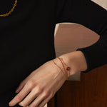 Gold Vermeil Red Agate Bracelet with Pavé Detail – Aura Collection | MaiaMina