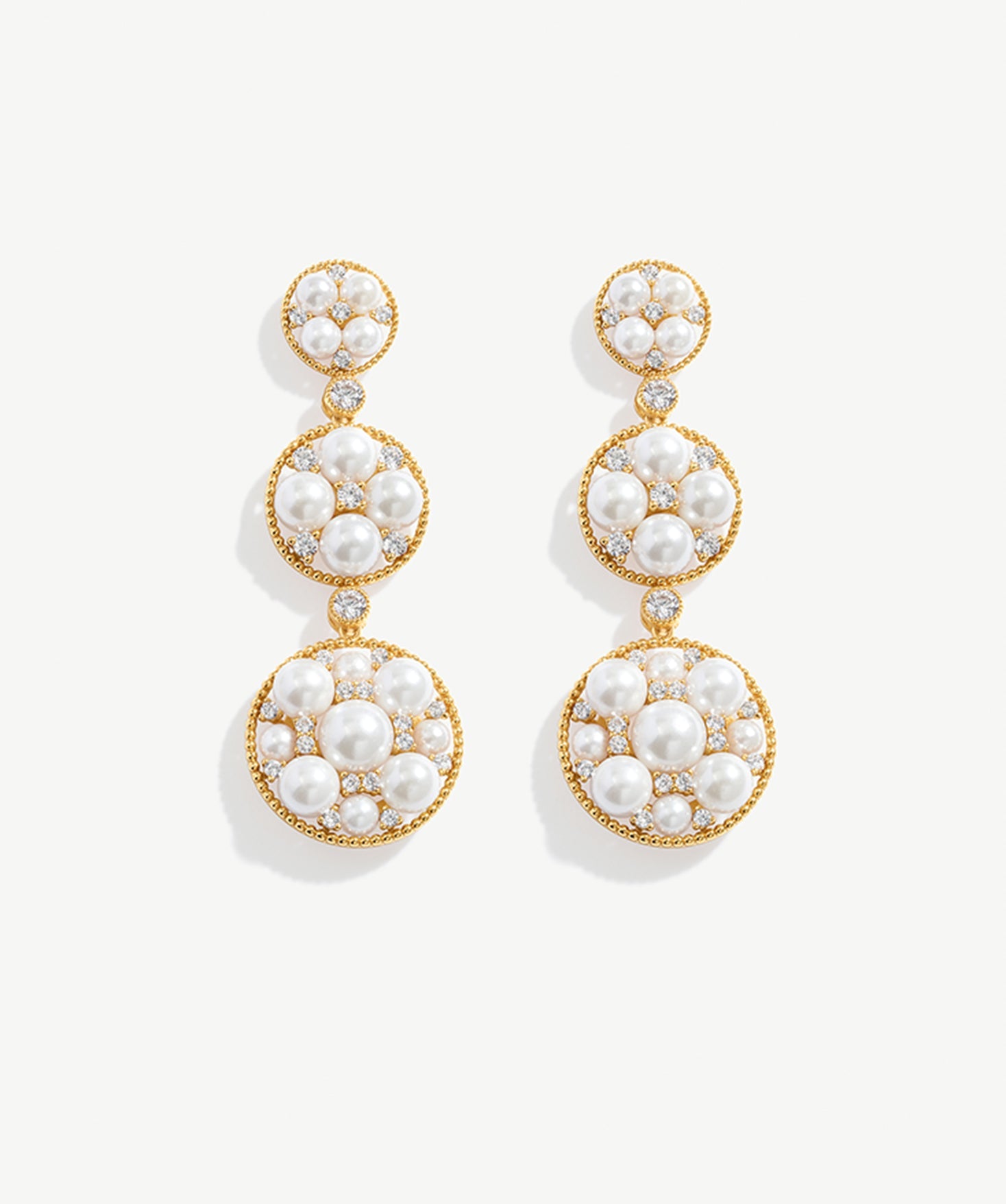 Elegant Drop Earrings with Pearls and Zircon Stones | MaiaMina