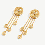 Elegant Drop Earrings with Champagne Zircon and Tassel Details | MaiaMina