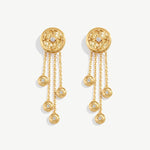 Elegant Drop Earrings with Champagne Zircon and Tassel Details | MaiaMina
