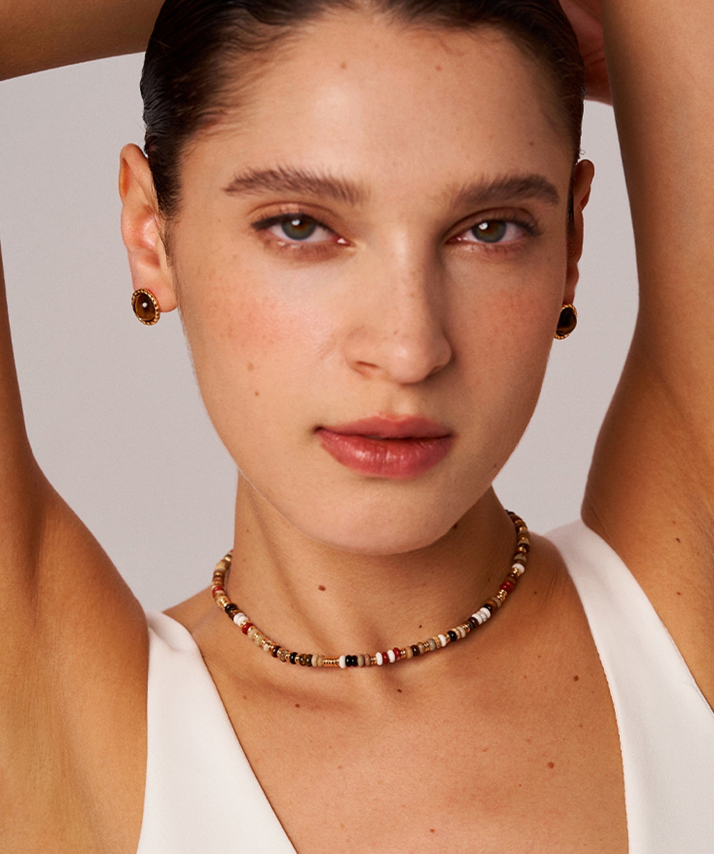 Multi-Gemstone and 18K Gold Plated Sterling Silver Beaded Necklace | Unique Women's Jewelry | MaiaMina