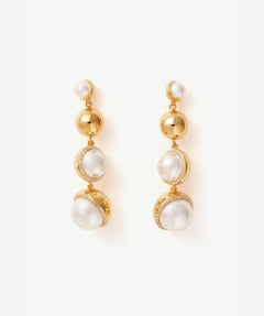 Phase Pearl Pave Moon Drop Earrings