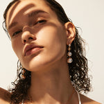 Elegant Pearl Drop Earrings with CZ Accents – Gold Moon Phase Jewelry | MaiaMina