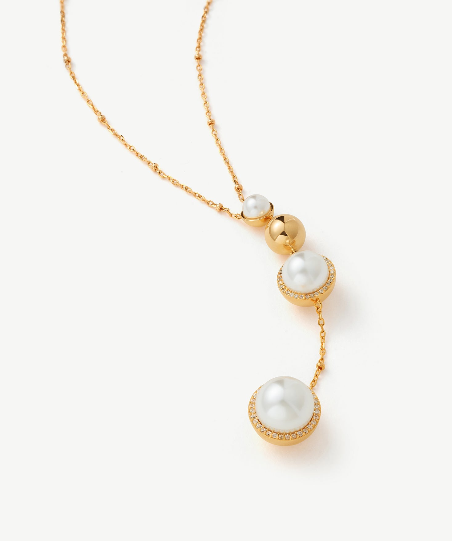 Long Gold Pearl Drop Pendant Necklace – Moon Phase Inspired Jewelry | MaiaMina