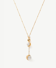 Phase Pearl Pave Moon Pendant Necklace
