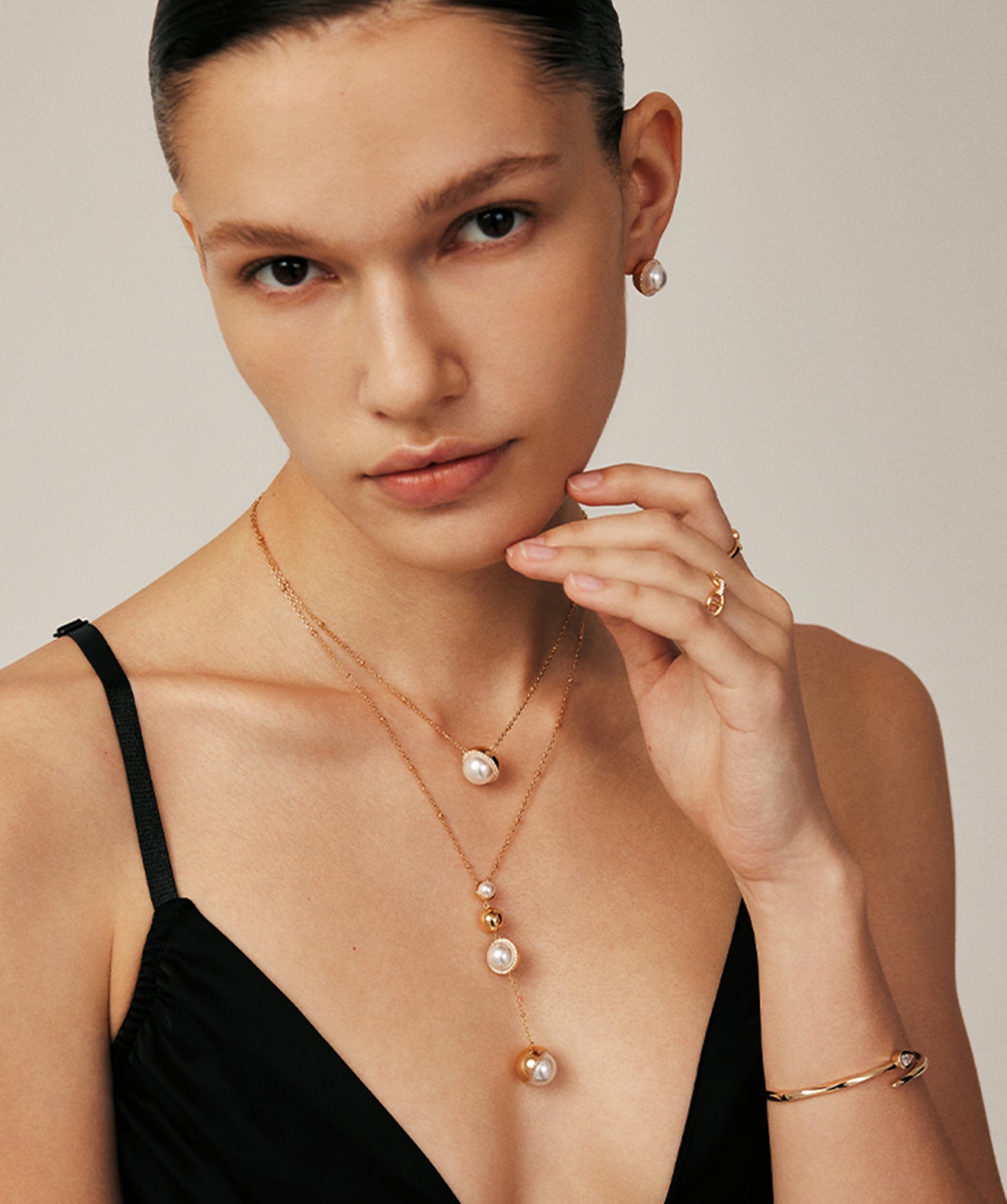 Long Gold Pearl Drop Pendant Necklace – Moon Phase Inspired Jewelry | MaiaMina