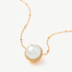 Elegant Pearl Moon Pendant Necklace – 18K Gold Vermeil Pearl Jewelry | MaiaMina
