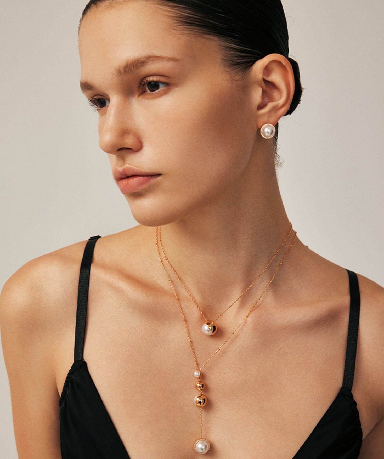 18K Gold Pearl Stud Earrings with Cubic Zirconia for Women – MaiaMina