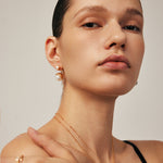 Elegant Pearl Stud Earrings with 18K Gold Vermeil and CZ Halo – MaiaMina