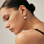 Elegant Pearl Stud Earrings with 18K Gold Vermeil and CZ Halo – MaiaMina