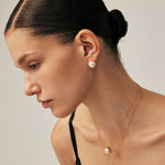 18K Gold Pearl Stud Earrings with Cubic Zirconia for Women – MaiaMina