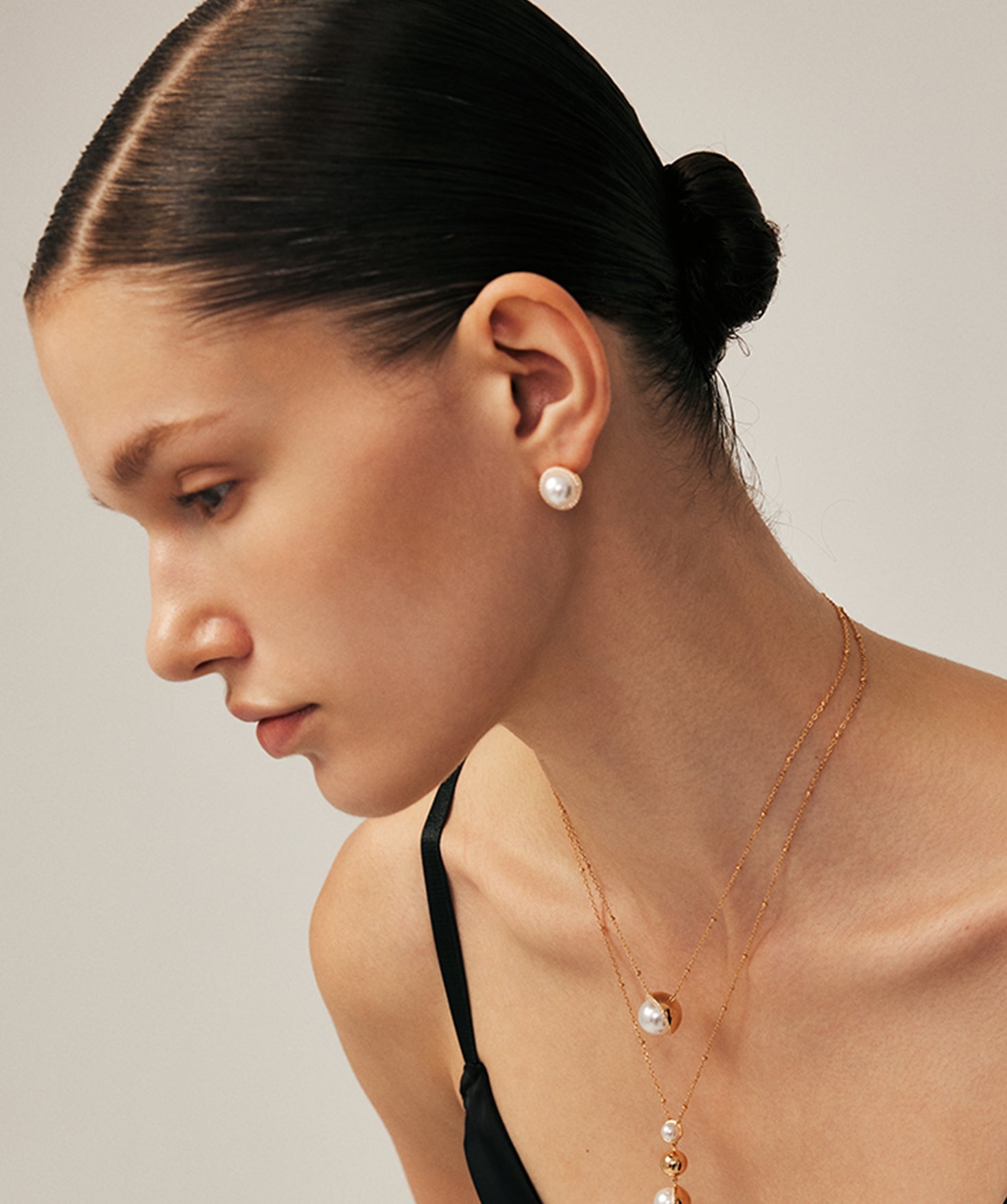 18K Gold Pearl Stud Earrings with Cubic Zirconia for Women – MaiaMina