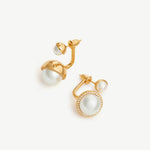 Elegant Pearl Stud Earrings with 18K Gold Vermeil and CZ Halo – MaiaMina
