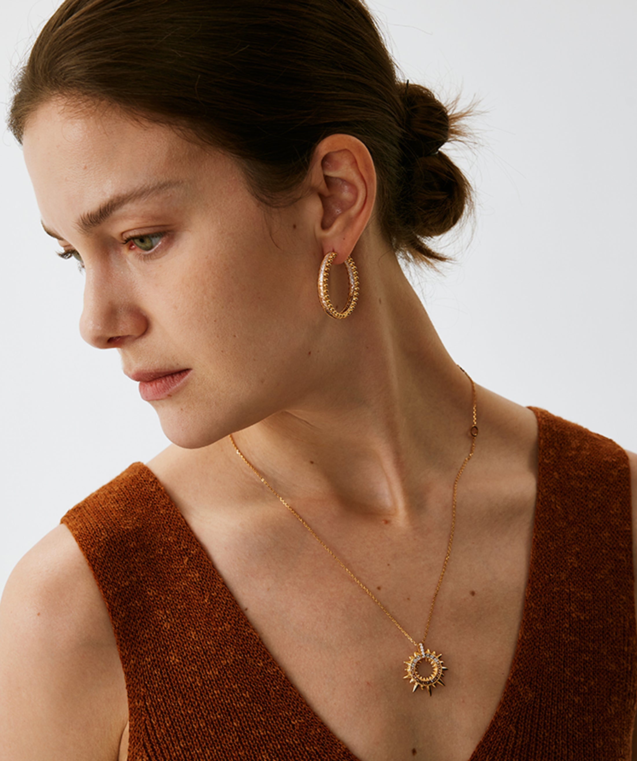 Rock Gemstone Ombre Spike Hoop Earrings | Gold-Plated Statement Hoops – MaiaMina