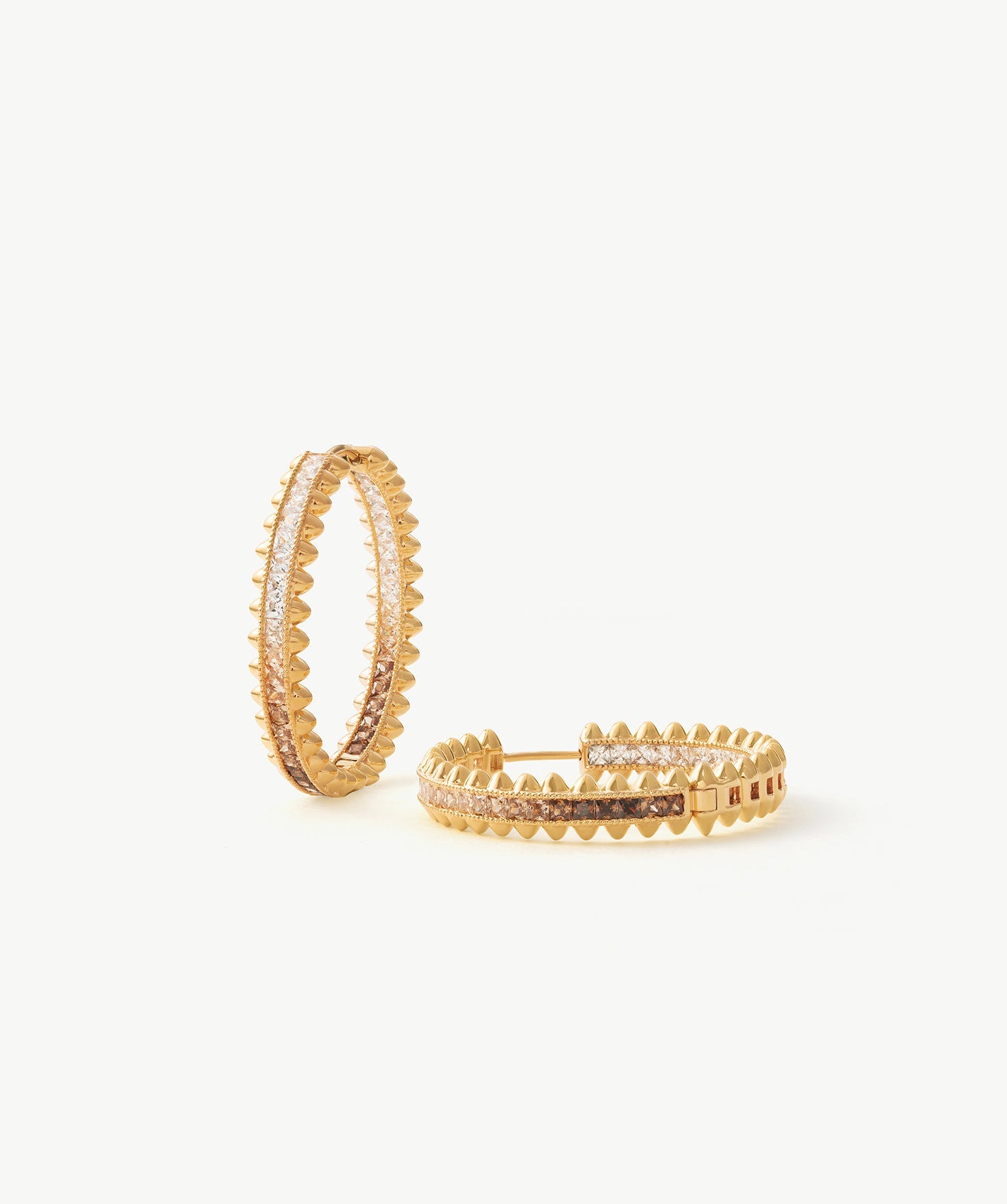 Rock Gemstone Ombre Spike Hoop Earrings | Gold-Plated Statement Hoops โ MaiaMina