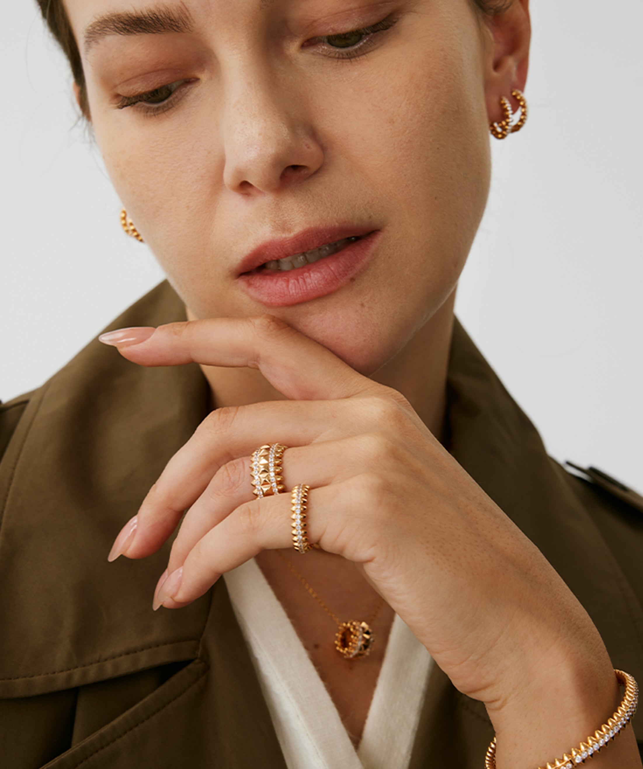 Gold Vermeil Pave Eternity Ring with Spiked Design – MaiaMina