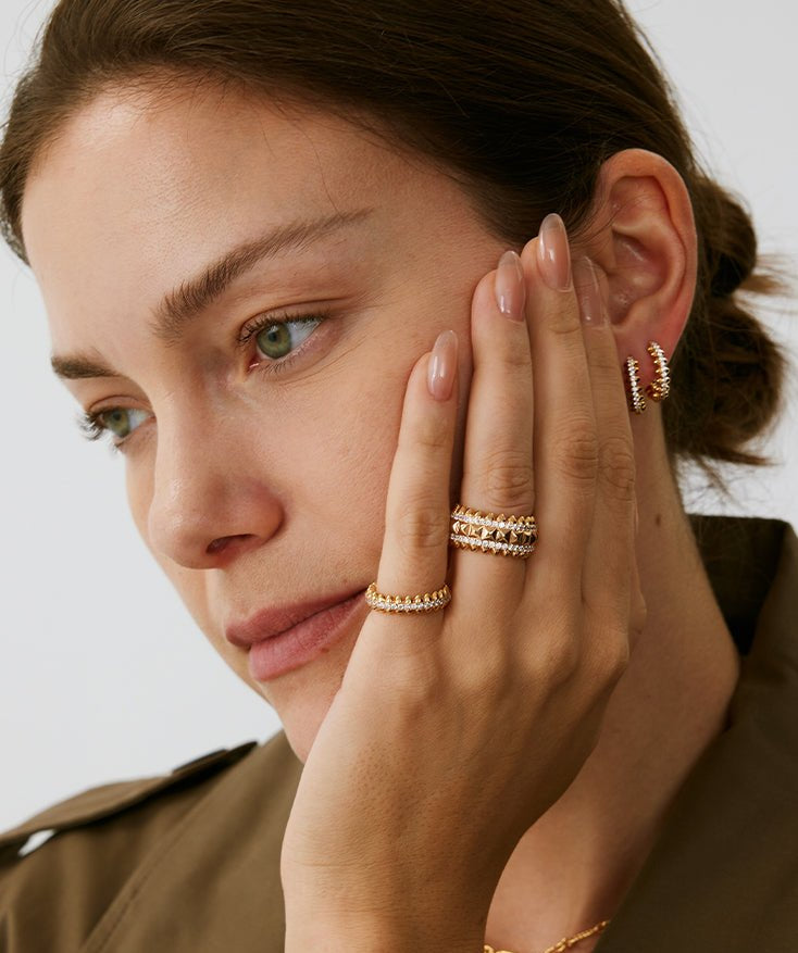 Gold Vermeil Pave Eternity Ring with Spiked Design – MaiaMina