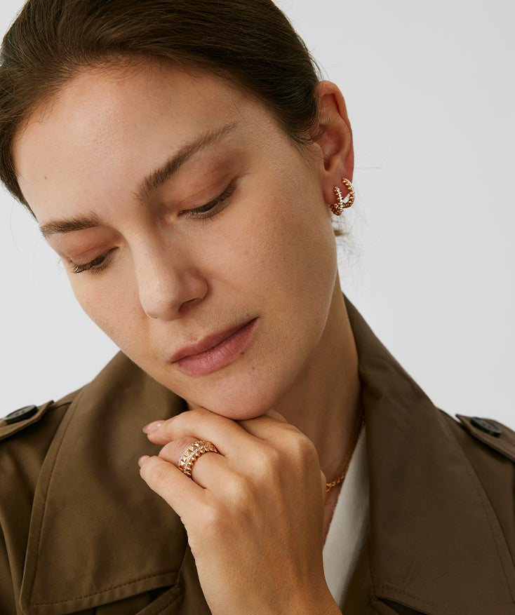 Gold Vermeil Spike Band Ring with Gemstone Accents – MaiaMina