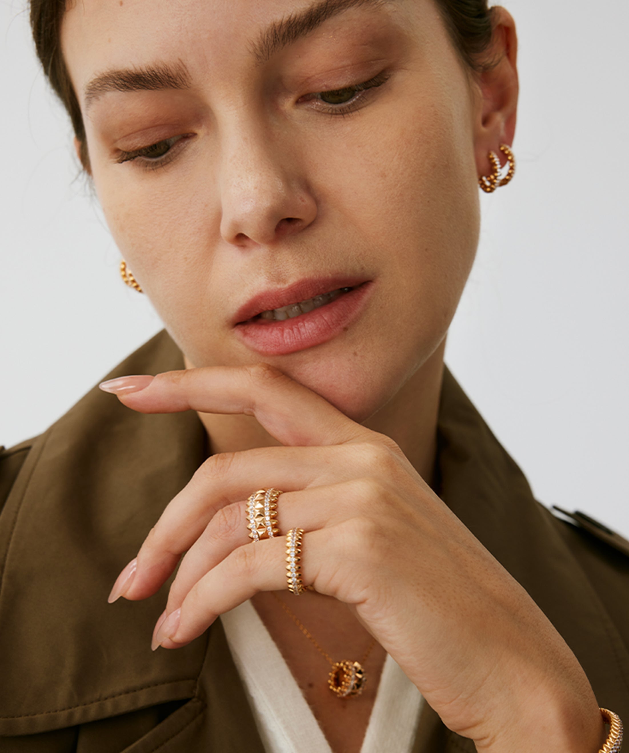 Gold Vermeil Spike Band Ring with Gemstone Accents – MaiaMina