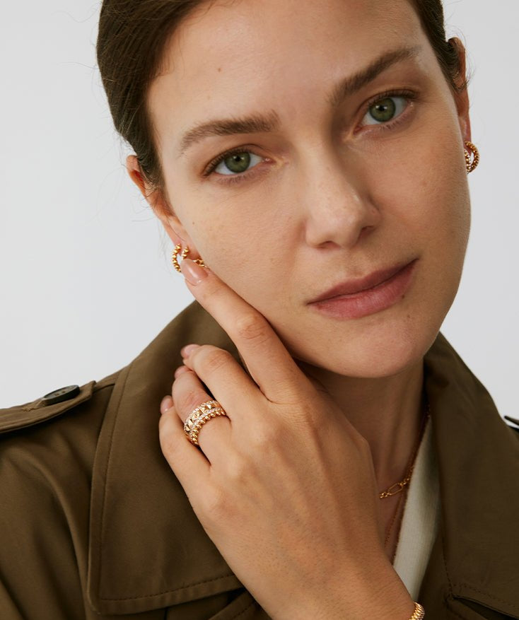 Gold Vermeil Spike Band Ring with Gemstone Accents – MaiaMina