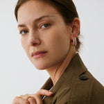 Rock Gemstone Spike Hoop Earrings | Gold-Plated Statement Hoops – MaiaMina