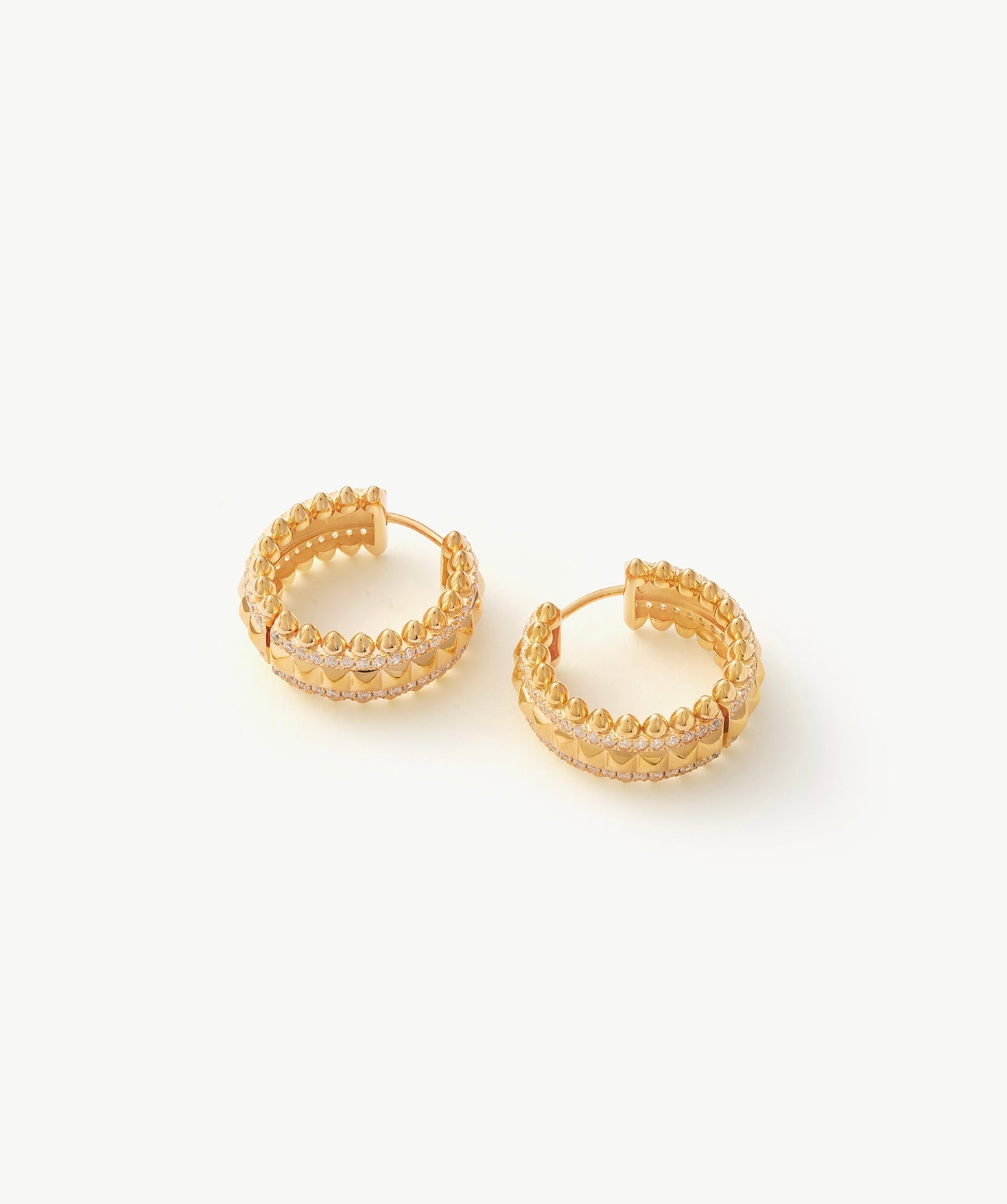 Rock Gemstone Spike Hoop Earrings | Gold-Plated Statement Hoops – MaiaMina