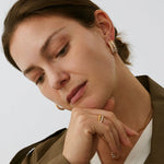 Rock Gemstone Spike Hoop Earrings | Gold-Plated Statement Hoops – MaiaMina