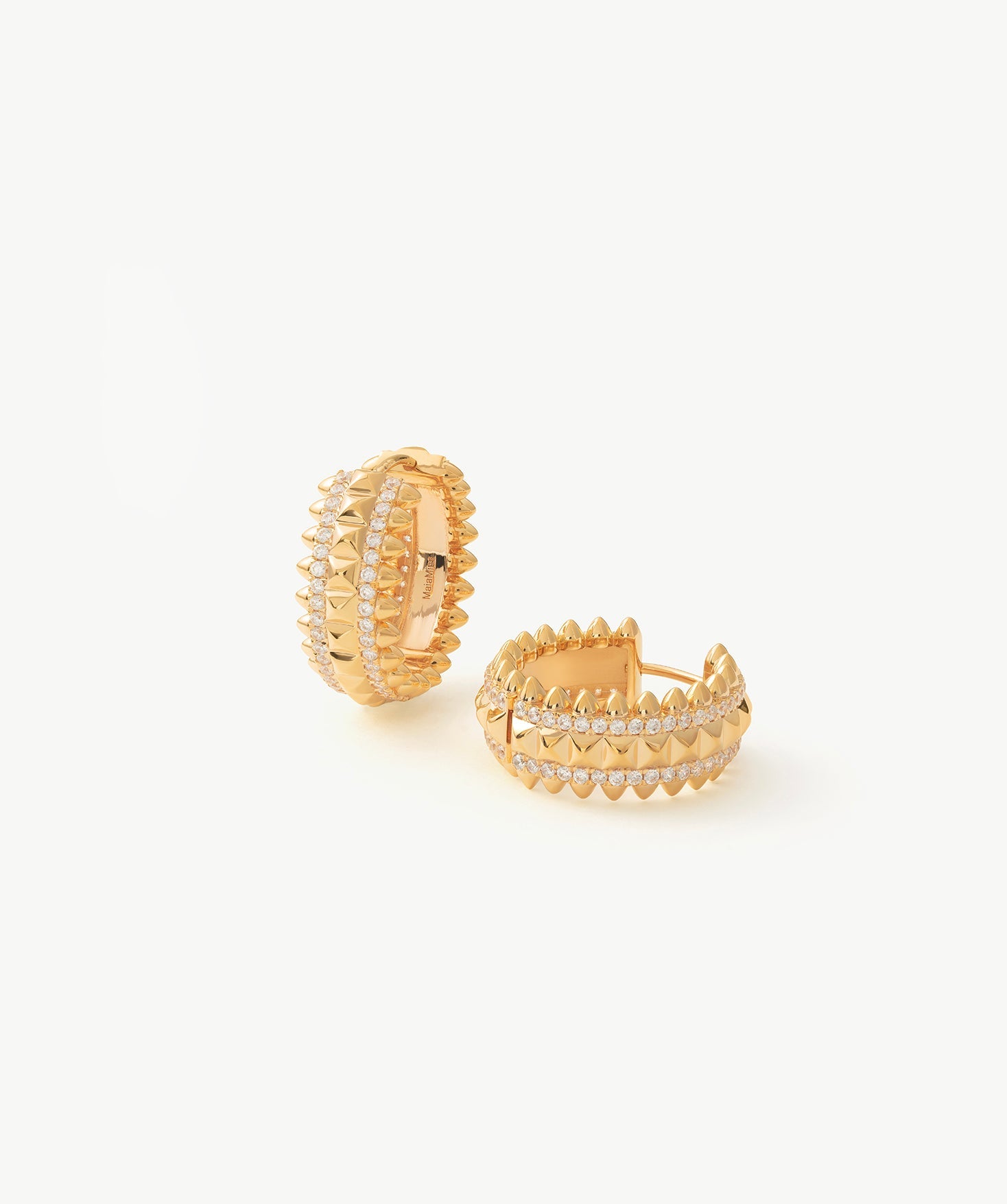Rock Gemstone Spike Hoop Earrings | Gold-Plated Statement Hoops โ MaiaMina